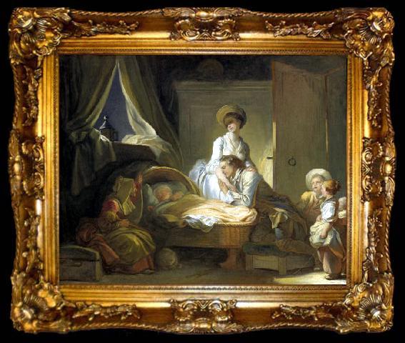 framed  Jean Honore Fragonard La Visite a la nourrice, ta009-2